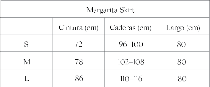 Guía de tallas Moss Dress