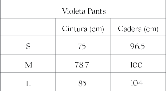 Guía de tallas Moss Dress